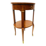 Oval pedestal table in veneer wood and black wood net 20th century