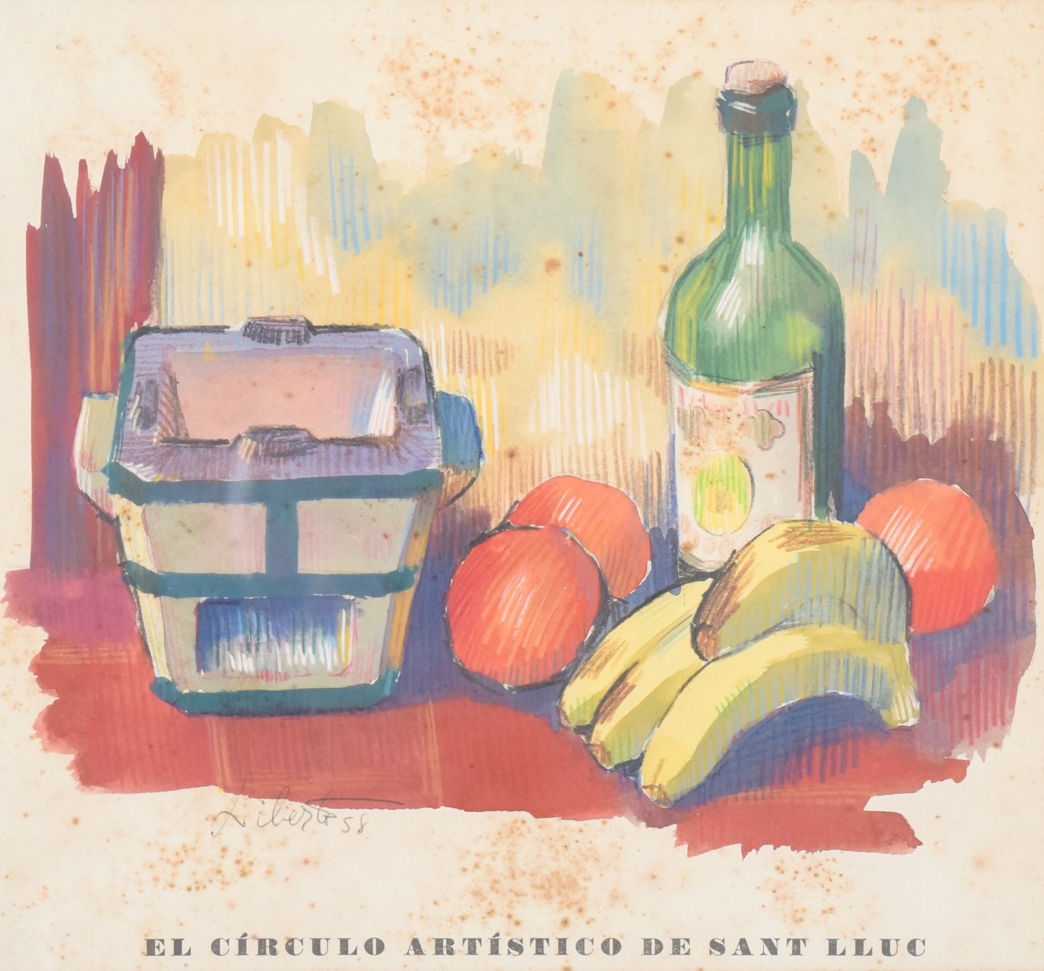 Lithographie de nature morte 'el círculo artístico de sant lluc'