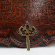 Art Nouveau style coat rack in oak with brass hooks, France ca. 1915