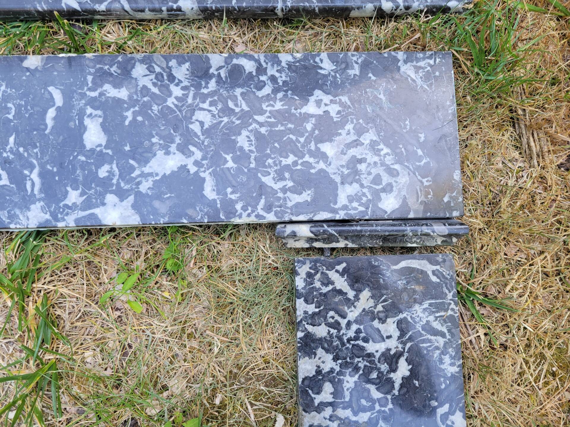 Grey marble fireplace