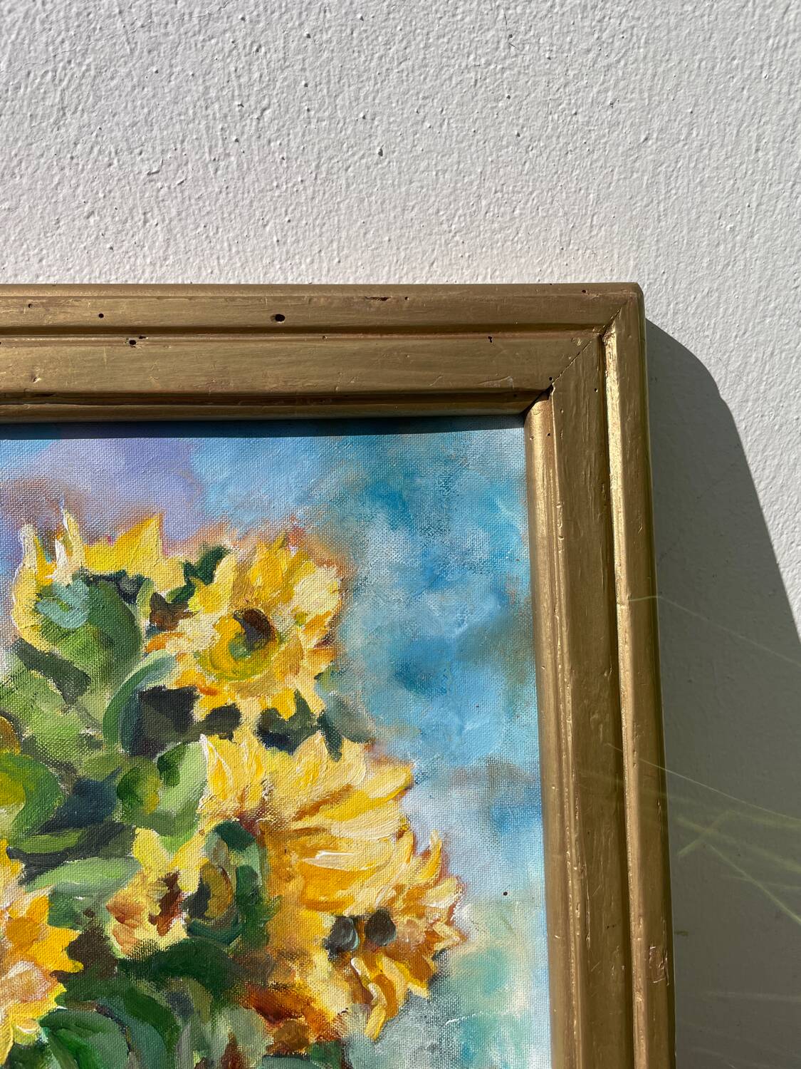 Painting bouquet of sunflowers oil on canvas