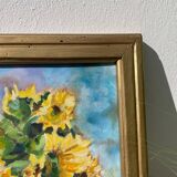 Painting bouquet of sunflowers oil on canvas