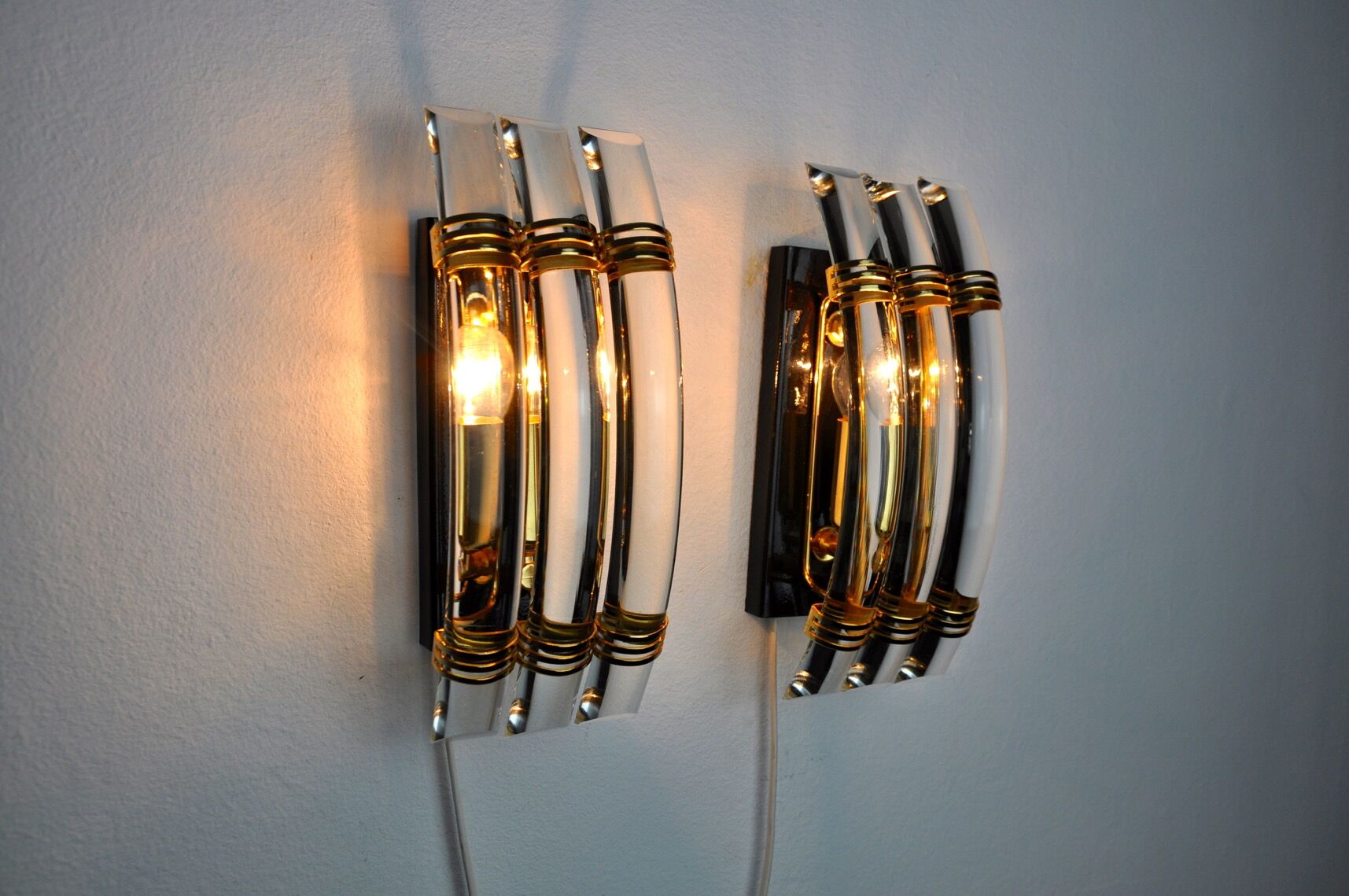 Paire d’appliques Triedi Murano, Italie, 1970