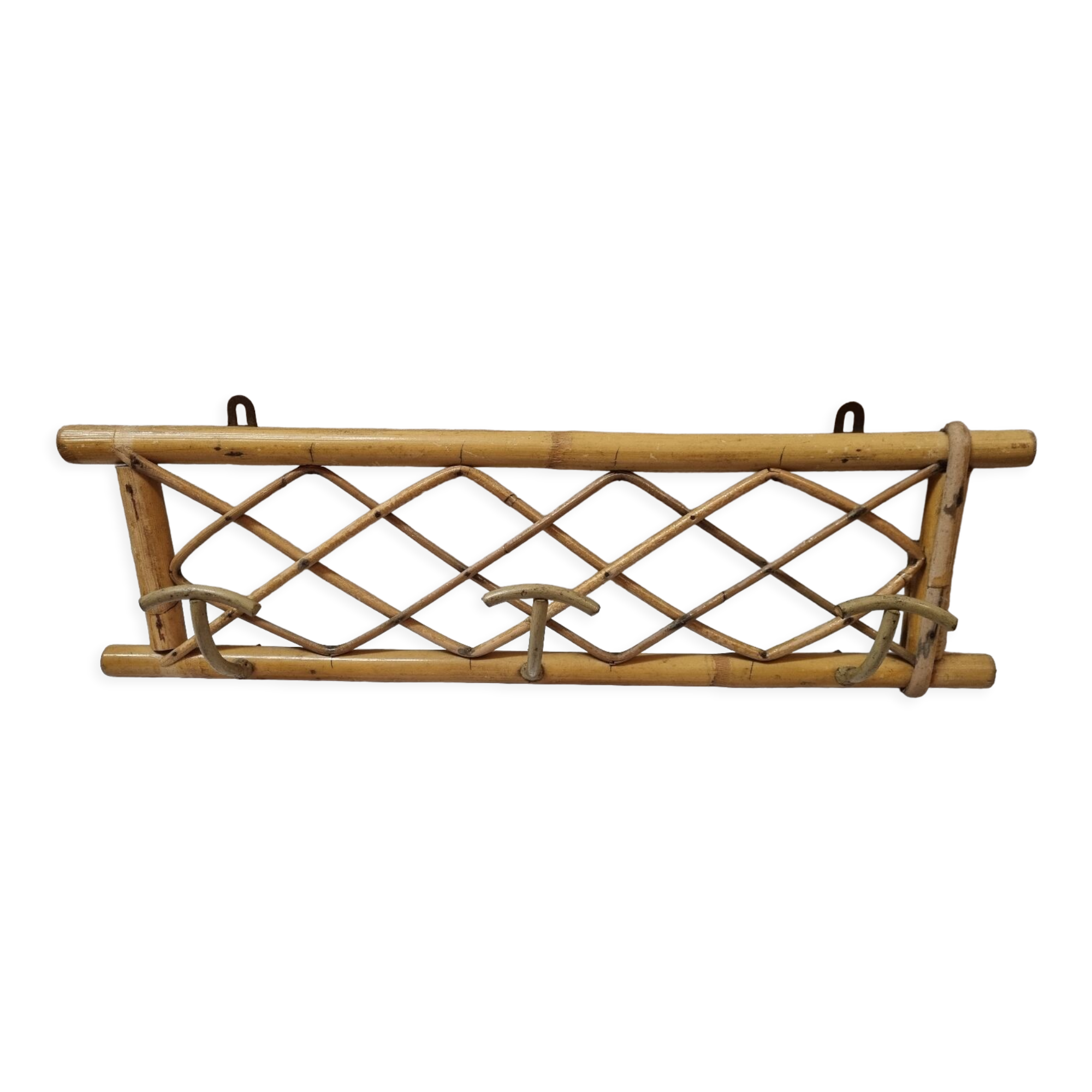 Wall rattan coat rack from 1960