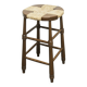 Brutalist stool in wood and straw, 1960s, 59cm