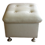 1970s bedroom stool, laundry chest, made of fabric, metal and plastic, vintage