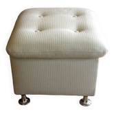 Tabouret de chambre des années 1970, coffre à linge, en tissu, métal et plastique, vintage