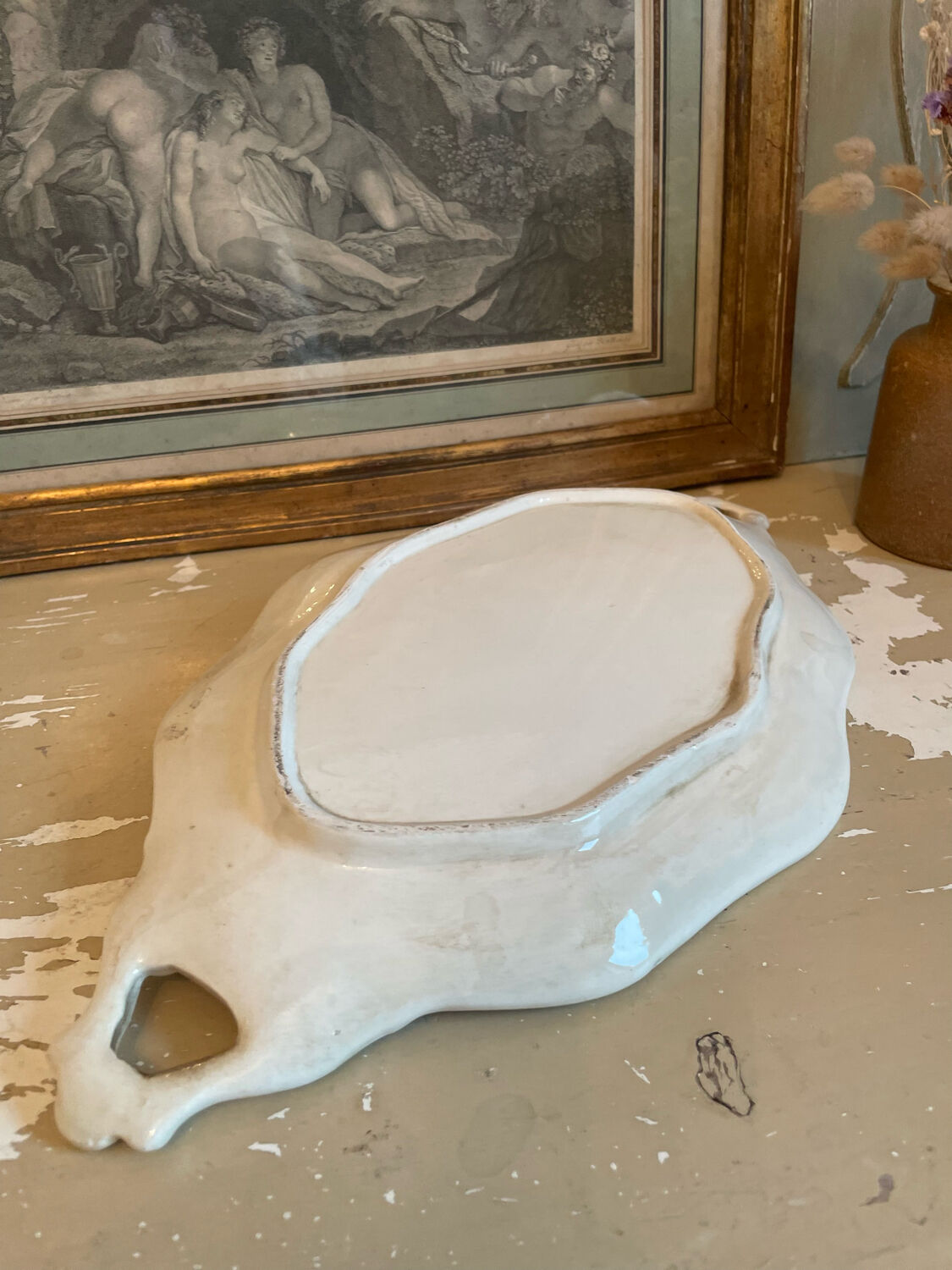 Aged white porcelain dish