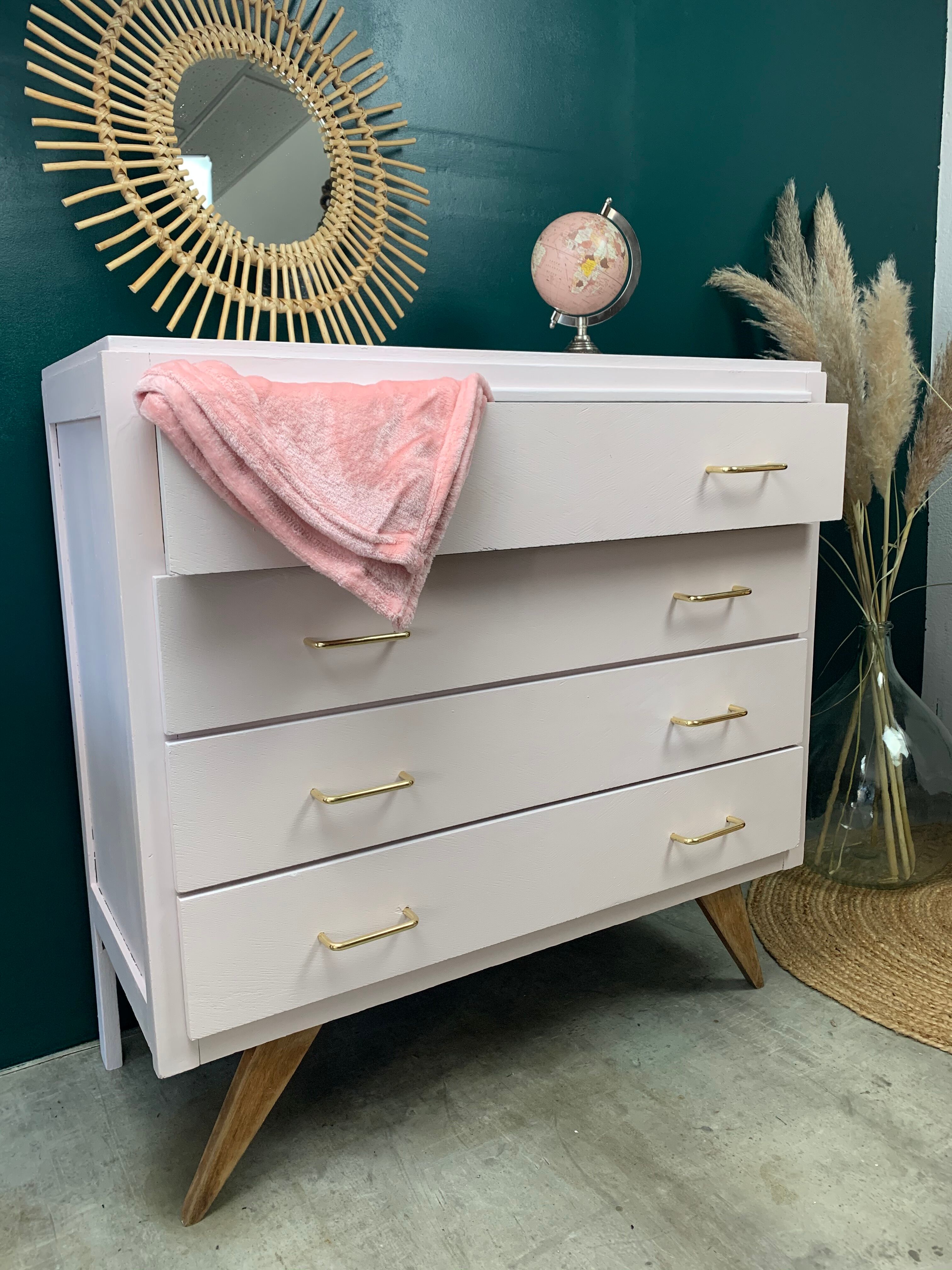 Powder pink vintage dresser
