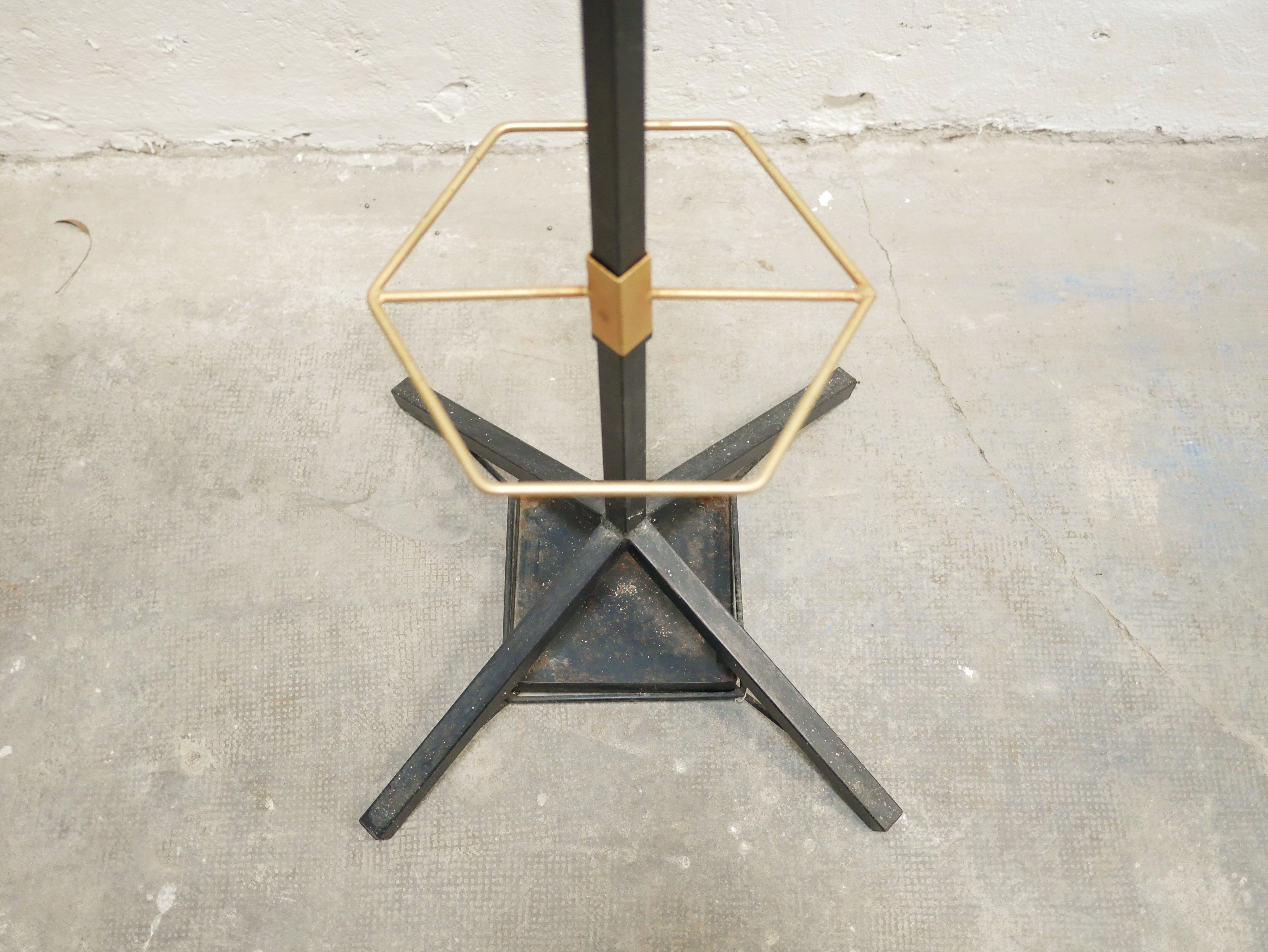 Porte-manteau vintage en métal bois et laiton