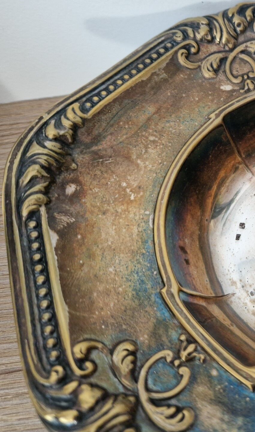 Oval serving dish in silver-plated metal – Louis XV style work