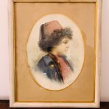 Orientalist painting portrait of a child signed Gatineau