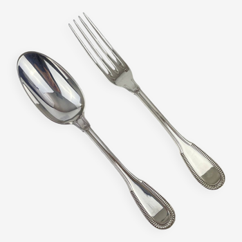 Large godronné cutlery in sterling silver