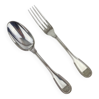 Large godronné cutlery in sterling silver