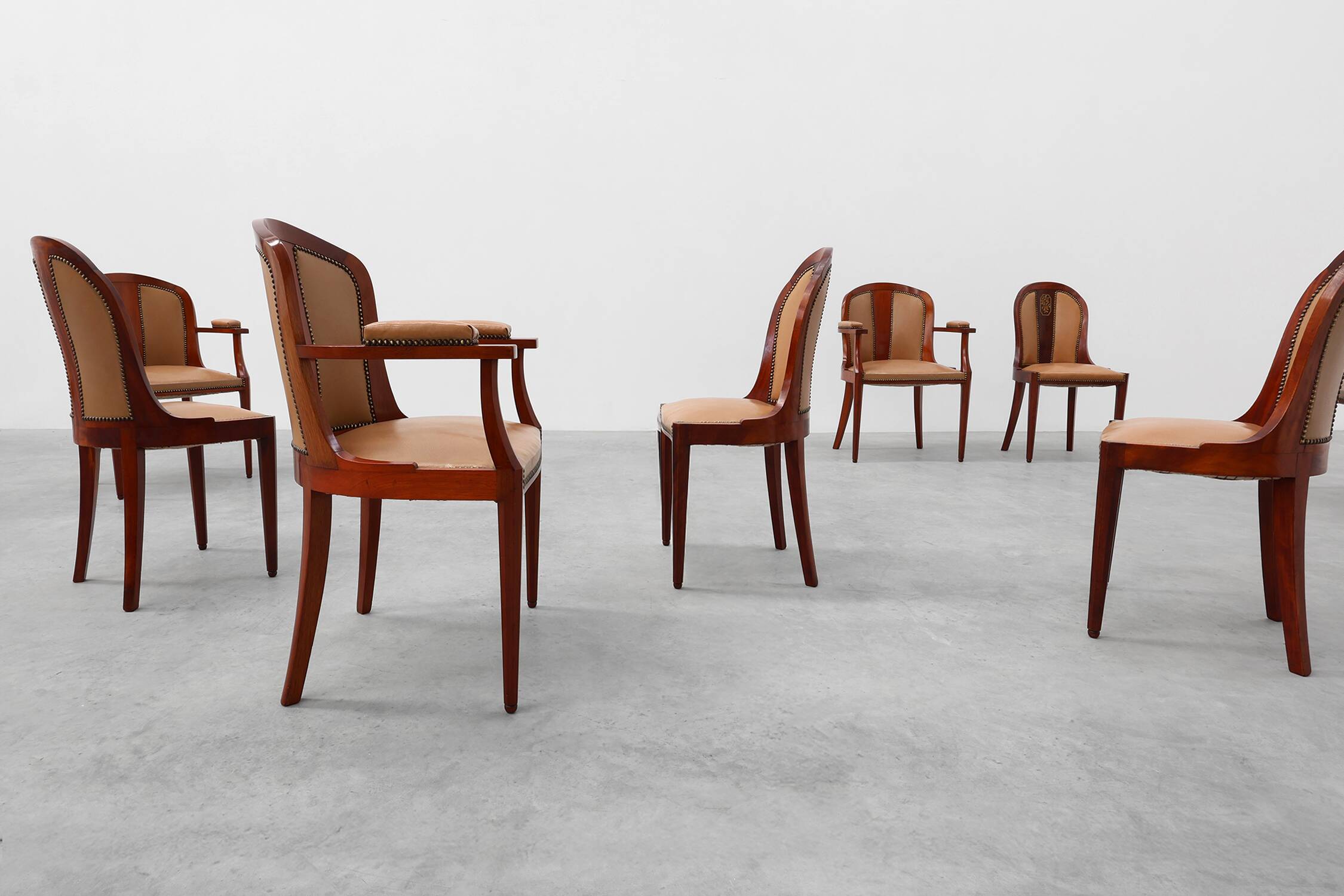Set of 10 Art Deco chairs by De Coene, Belgium 1935