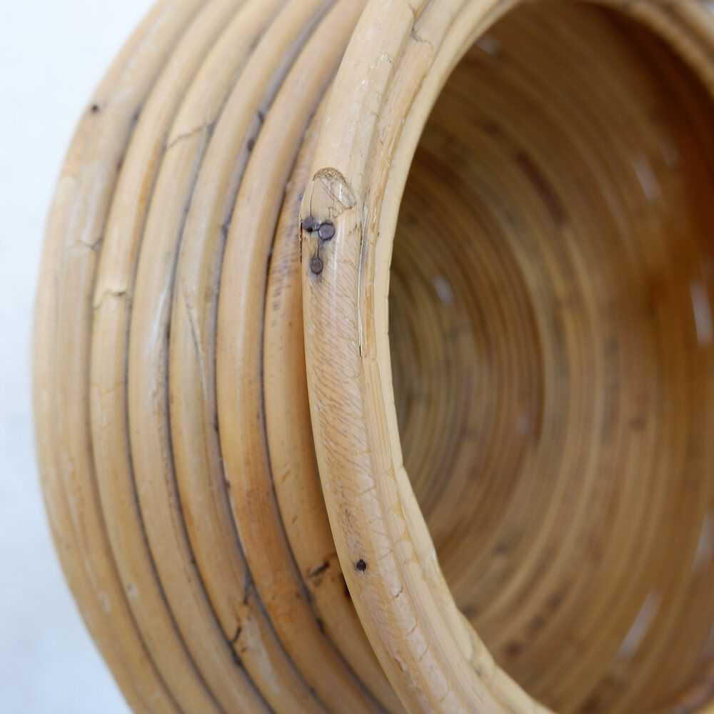 Vintage boho rattan sun vase in the style of Gabriella Crespi - H:70cm