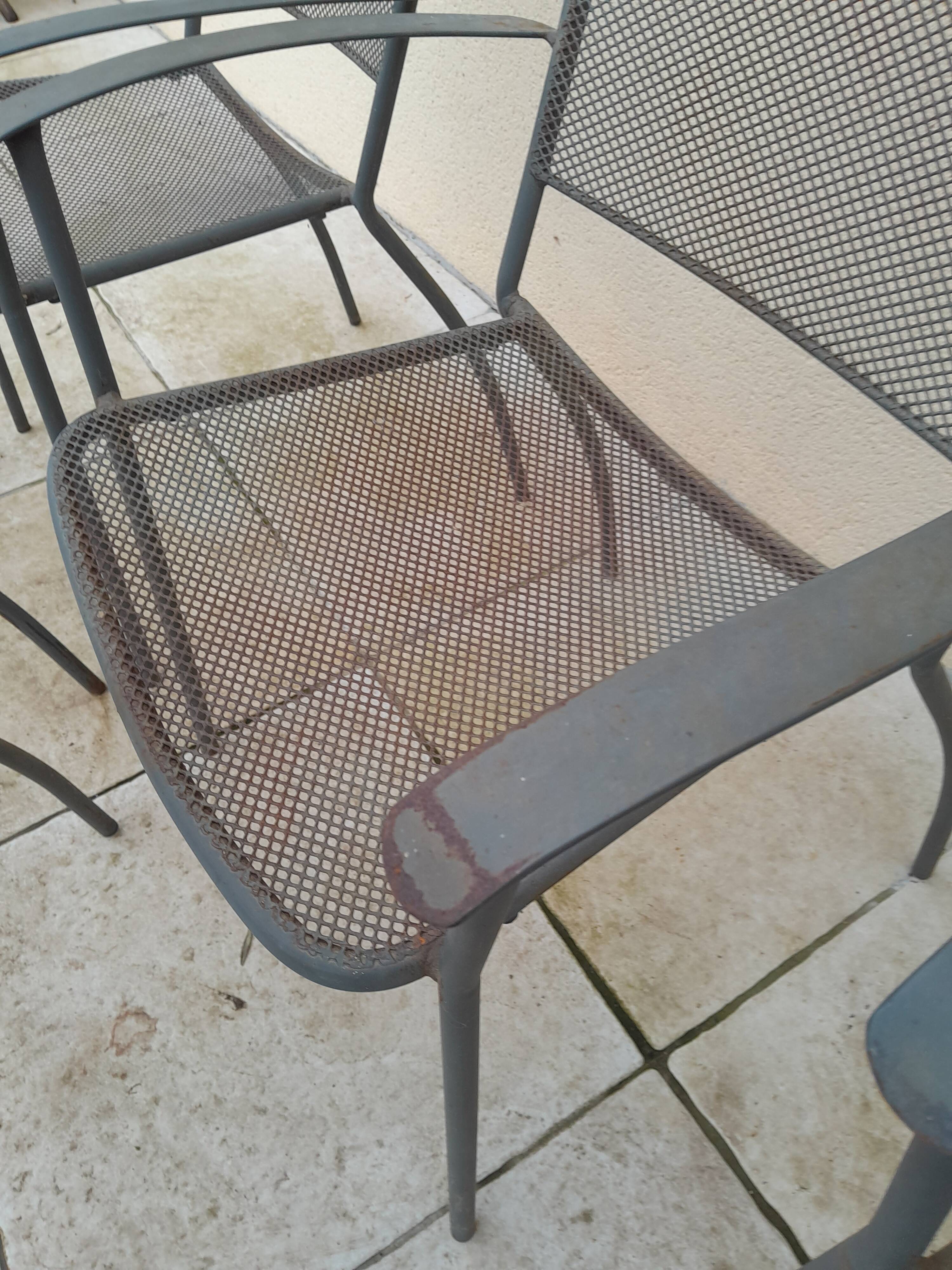 6 vintage garden armchairs iron metal chairs