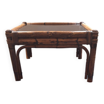 Bamboo and smoked glass coffee table,1960s