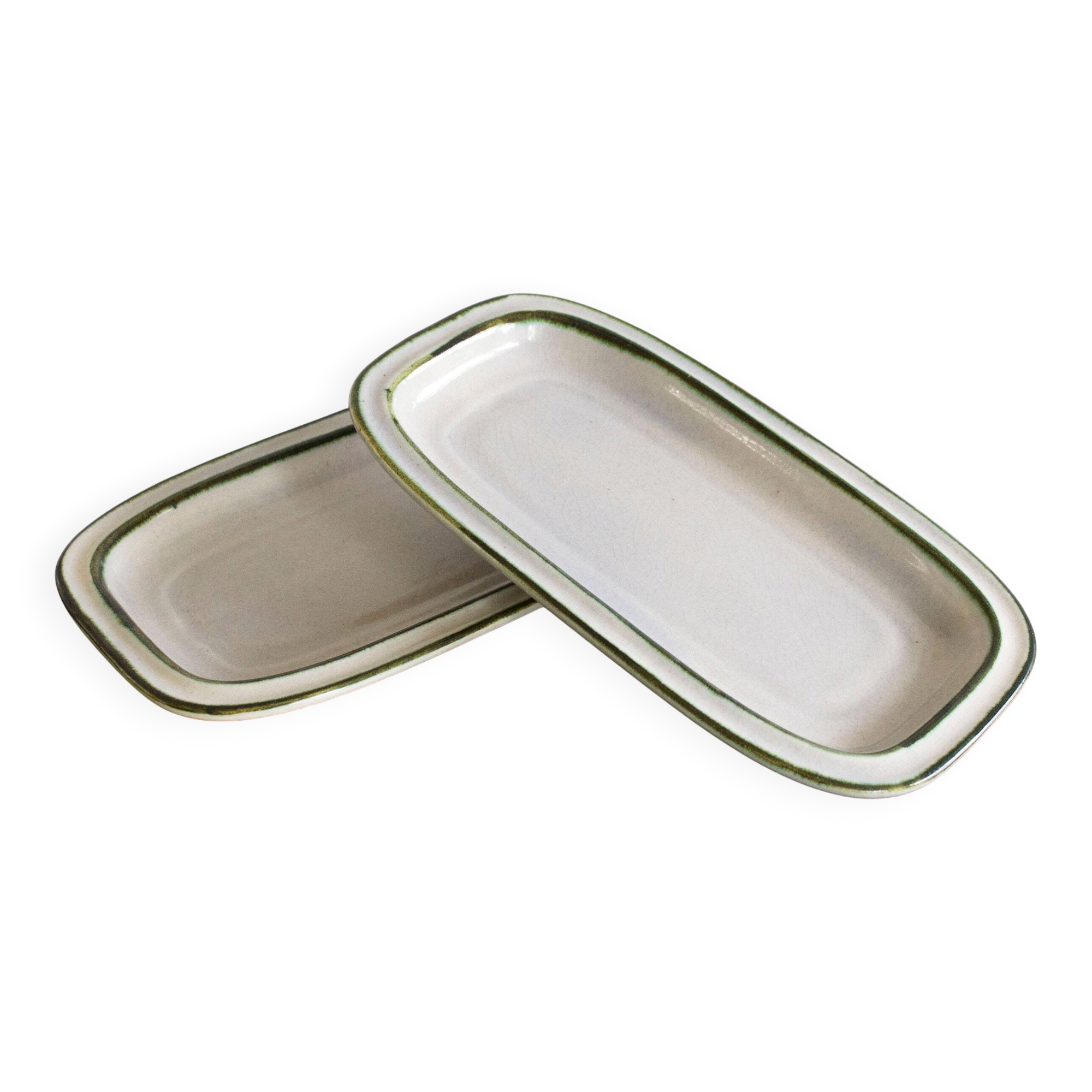 2x Meat Dish Mid Century Stoneware, Dishes, Rectangular plates, Ceramic Sca