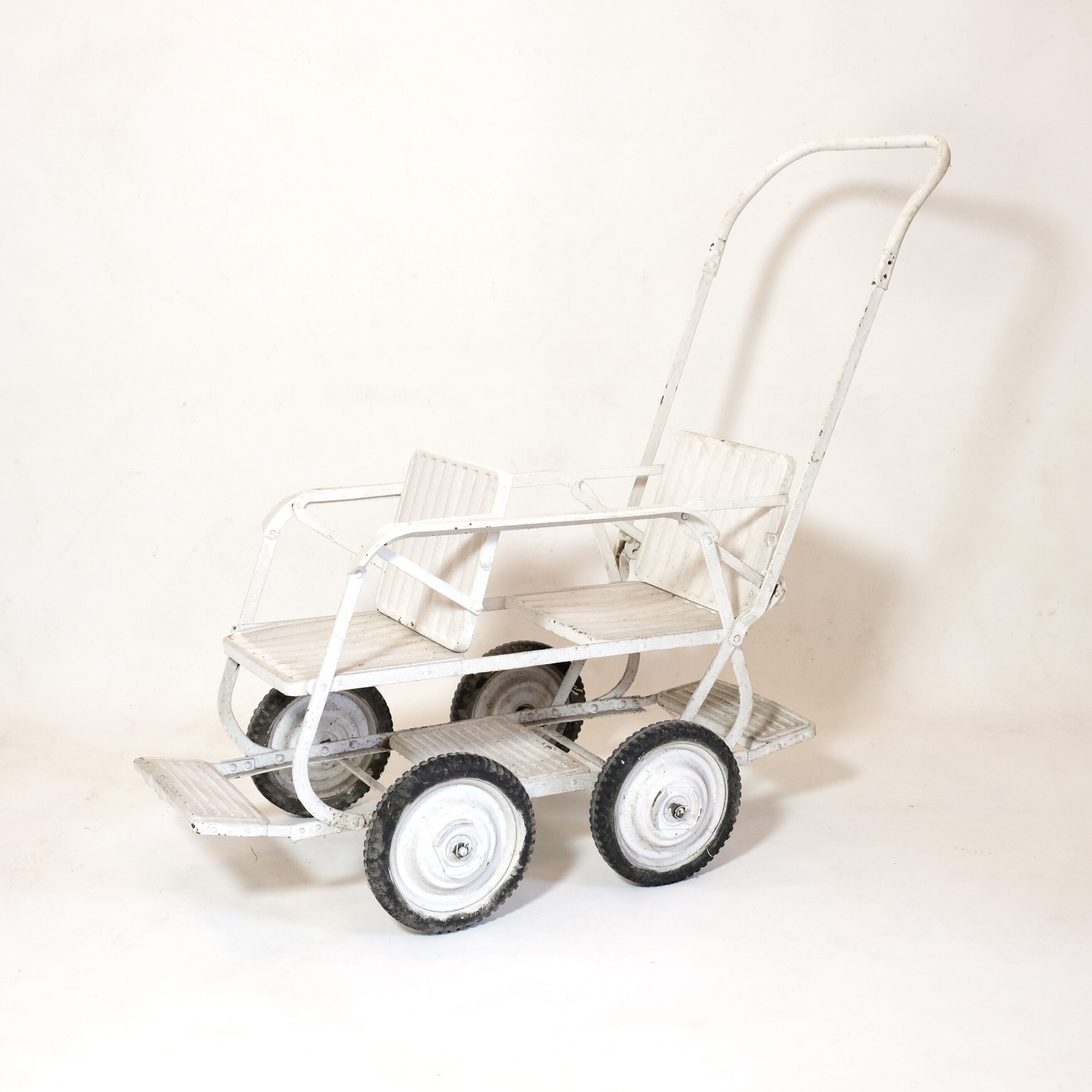 Retro modular double stroller.