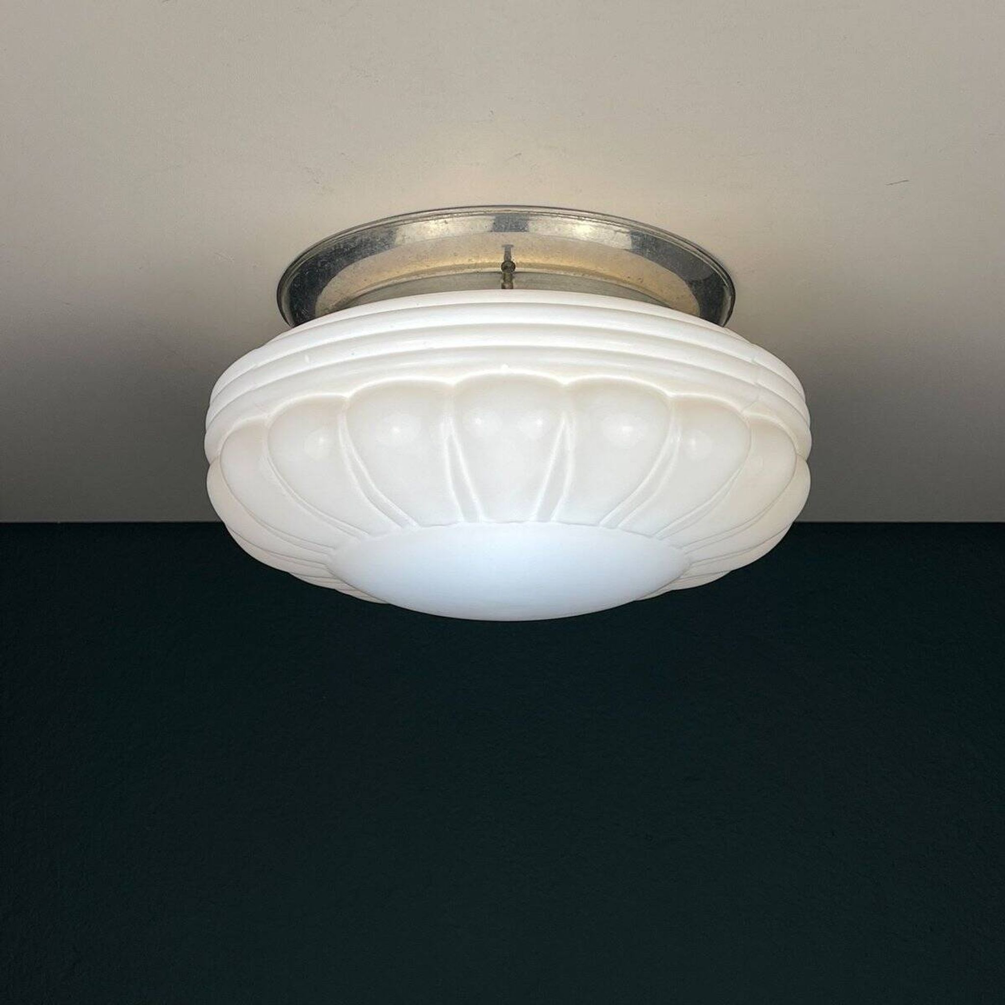Vintage Pink Glass Ceiling Lamp, 1950s