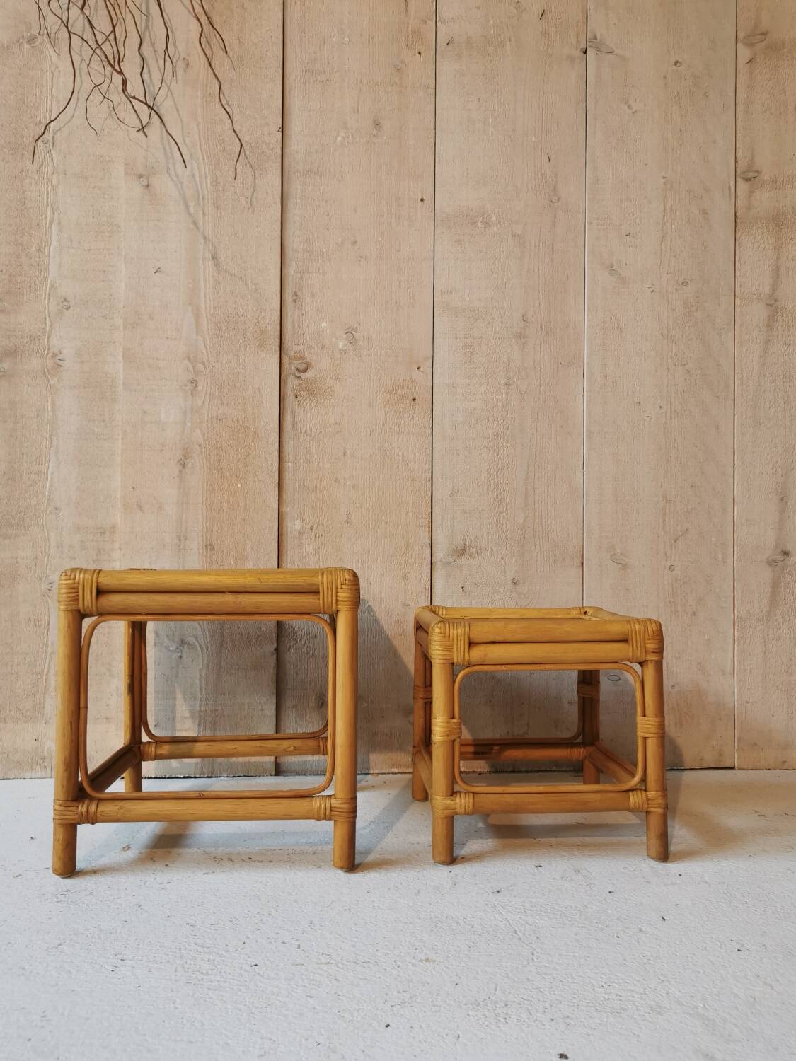 Rattan nesting tables