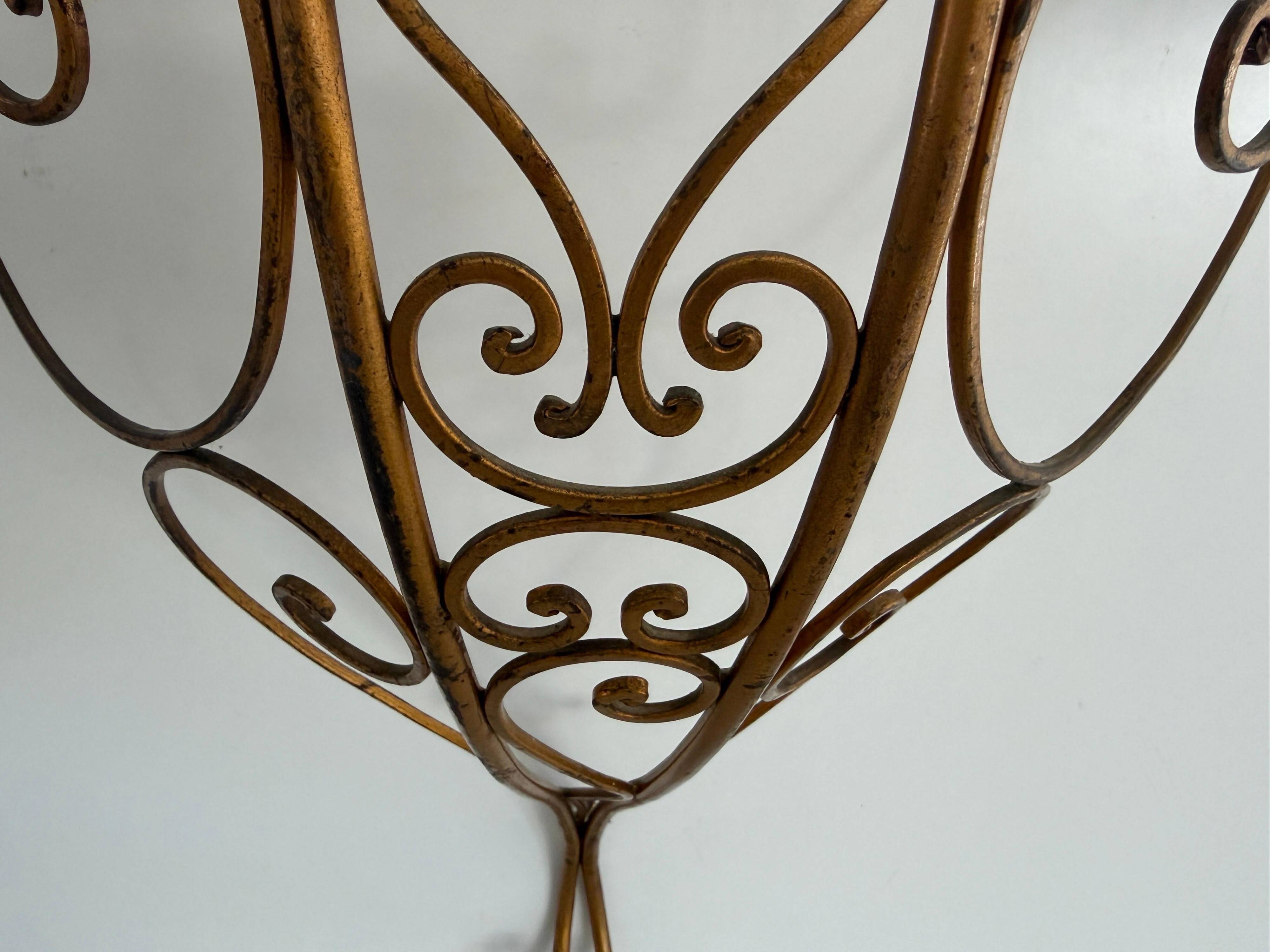 Mid-century floating wall console in wrought iron, 1950, Italy