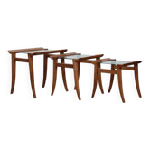 Set of 3 nesting tables in walnut by Maxime Old, circa 1940.