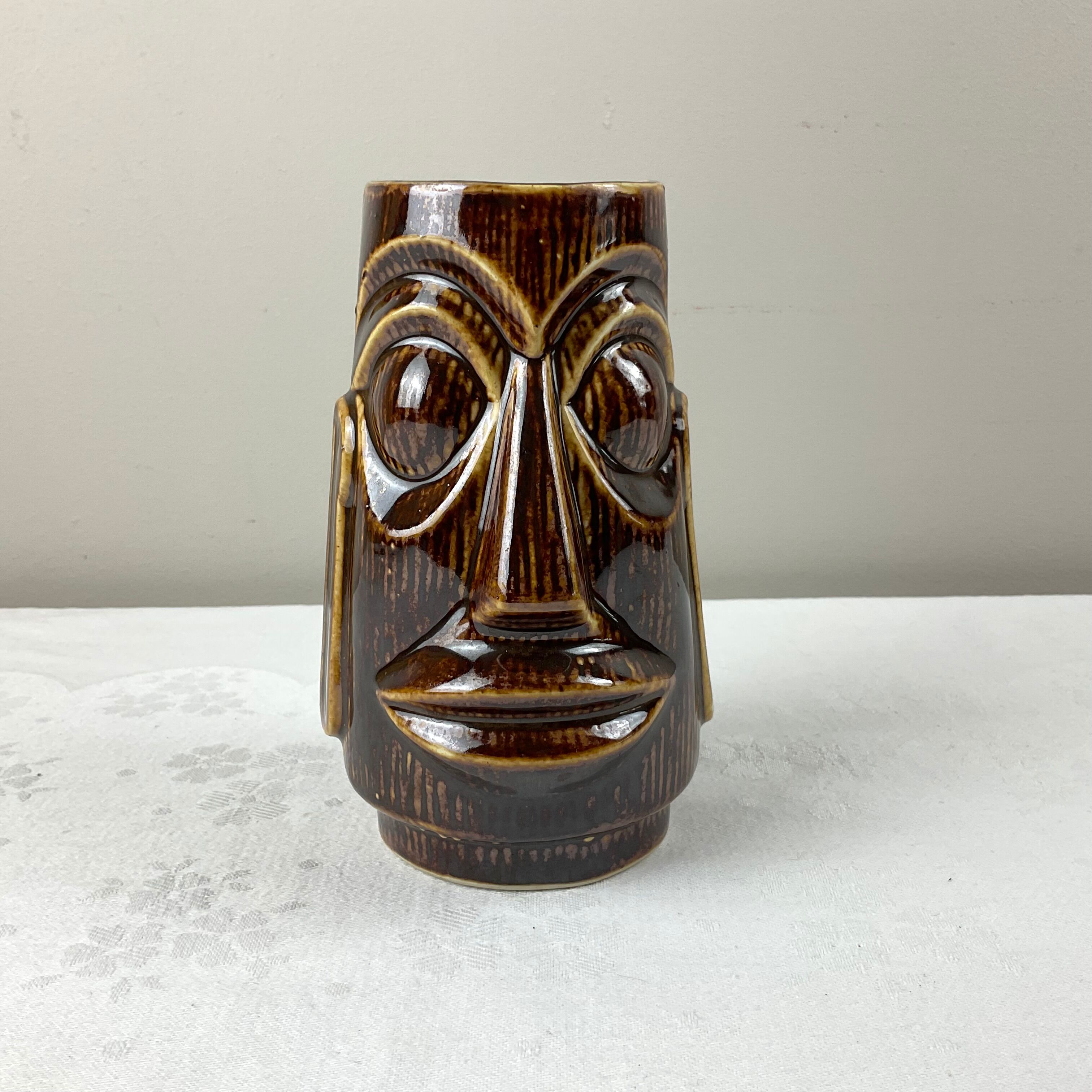 Small vintage ethnic face vase