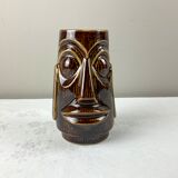 Small vintage ethnic face vase