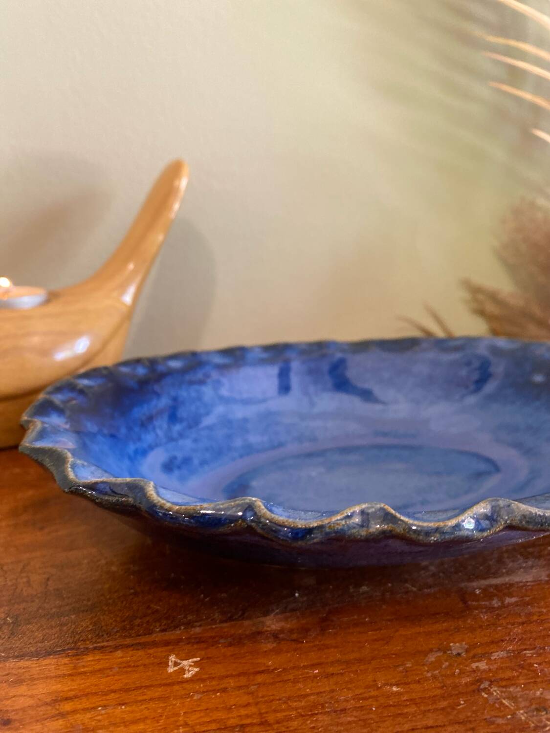 Blue stoneware dish