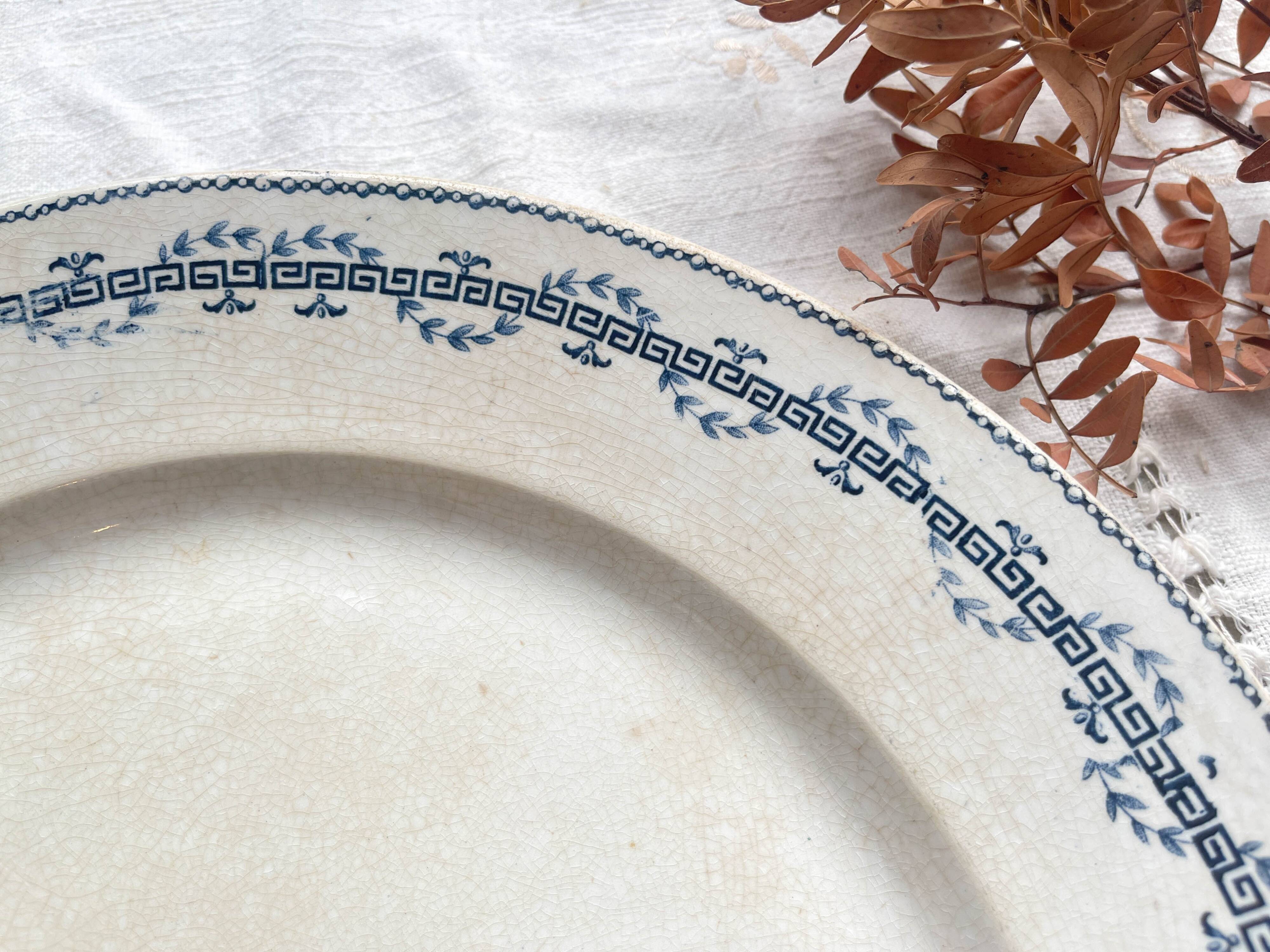 Vintage round ironstone dish, Gien Austerlitz model, made in France