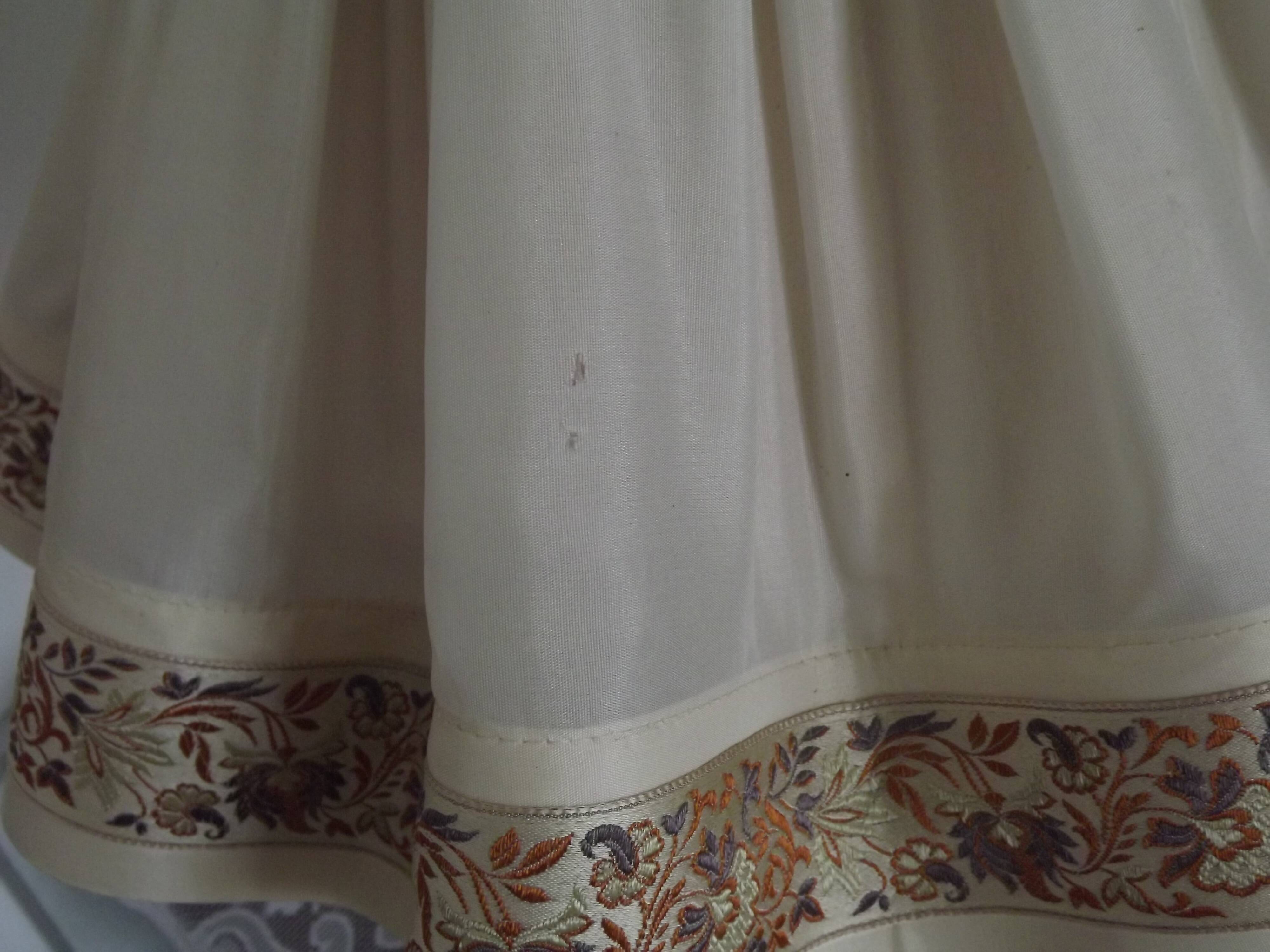 Vintage French Country Style Lamp Turned Wood Base & Layered Fabric Shade