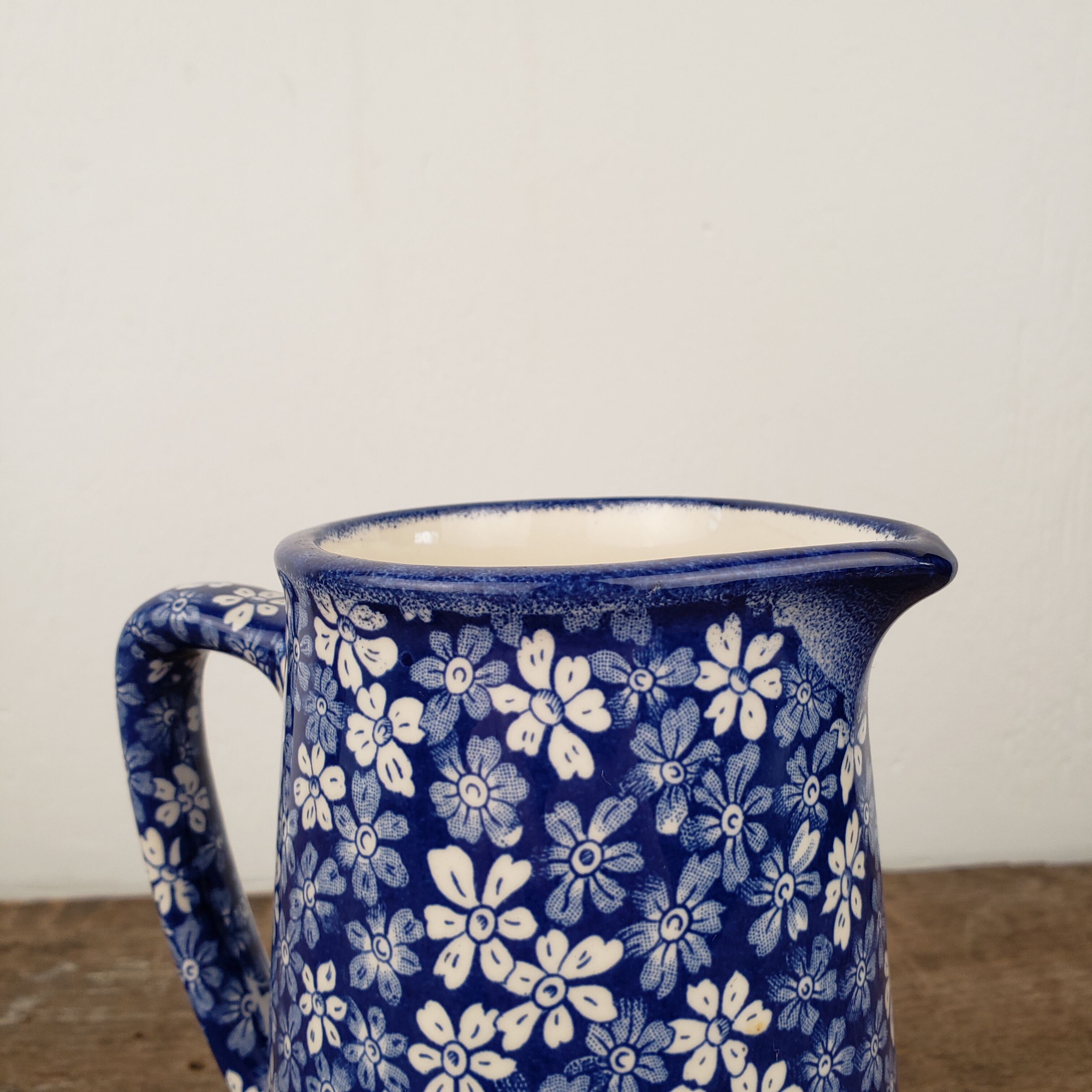 Blue pitcher - Hillchurch Pottery "Flora", England