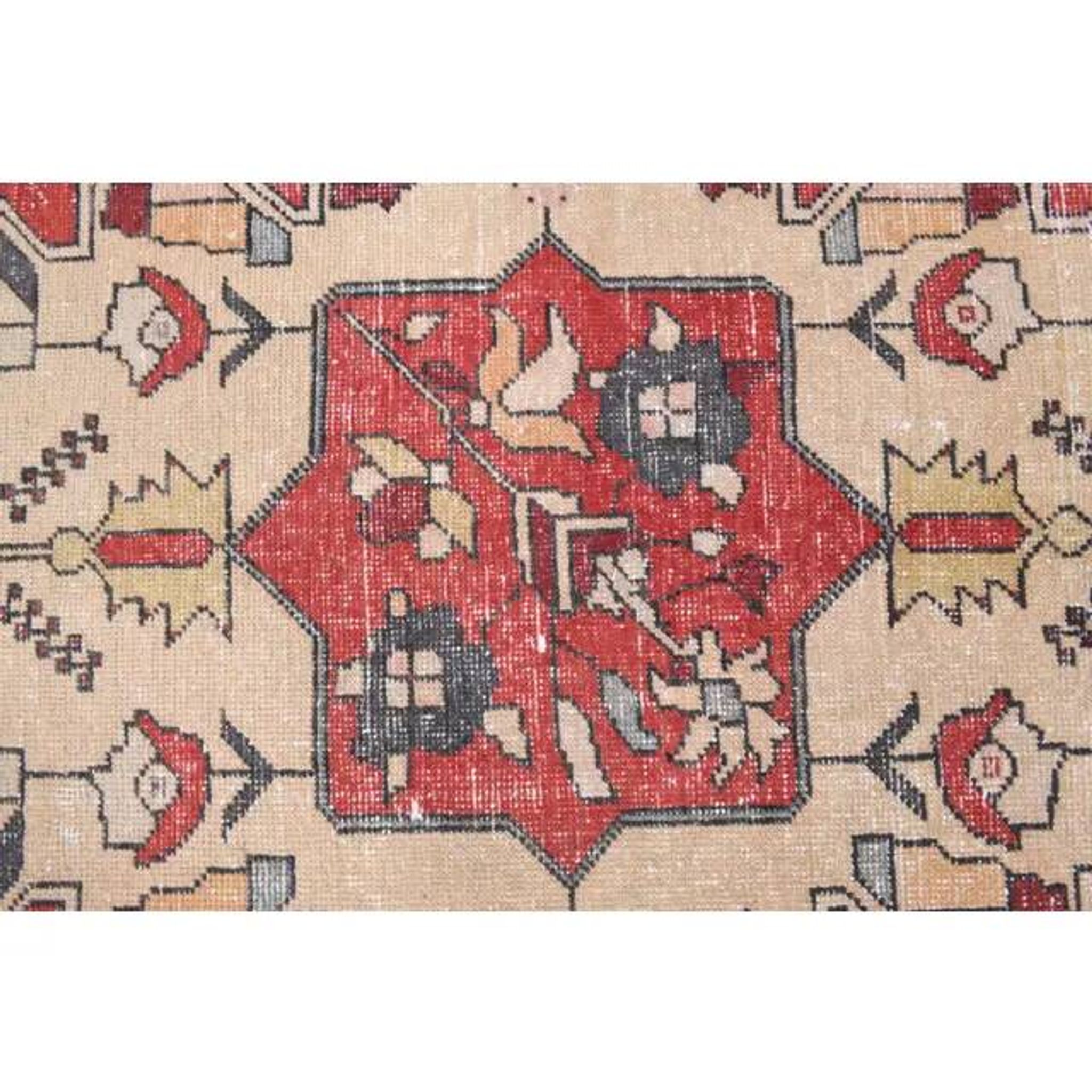 Vintage Turkish Oushak Handmade Wool Cotton Red Area Rug 130x240
