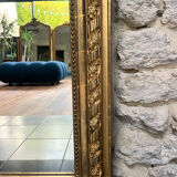 Antique Louis-Philippe fireplace mirror with pediment and beading, 174.5cm