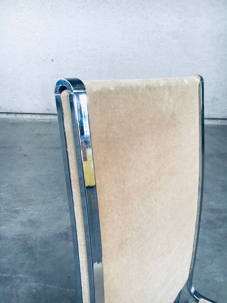 Italian Hollywood Regency Style Modernist Dining Chairs, 1970s, Set of 6