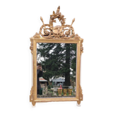 Old Large Golden Mirror With Louis XVI Style Pediment