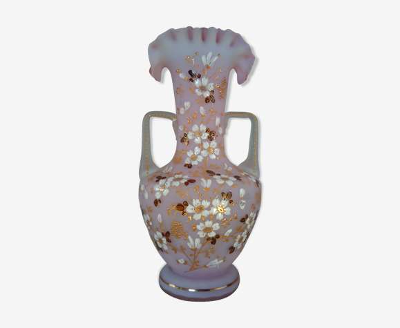 Vase antique en verre rose 19ème siècle | Selency