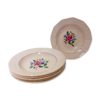 Set of 6 vintage hollow plates of Digoin Sarreguemines in porcelain