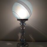 Vintage art deco crystal and opaline lamp