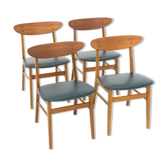 Set of 4 chairs in teak and beech, "Model 210", Farstrup, Denmark, 1960