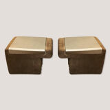 Pair of Suede Bedside Tables with removable top in anodized aluminum Circa 1970