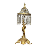 Lampe, figurine en bronze et cristal, France XIXe siècle