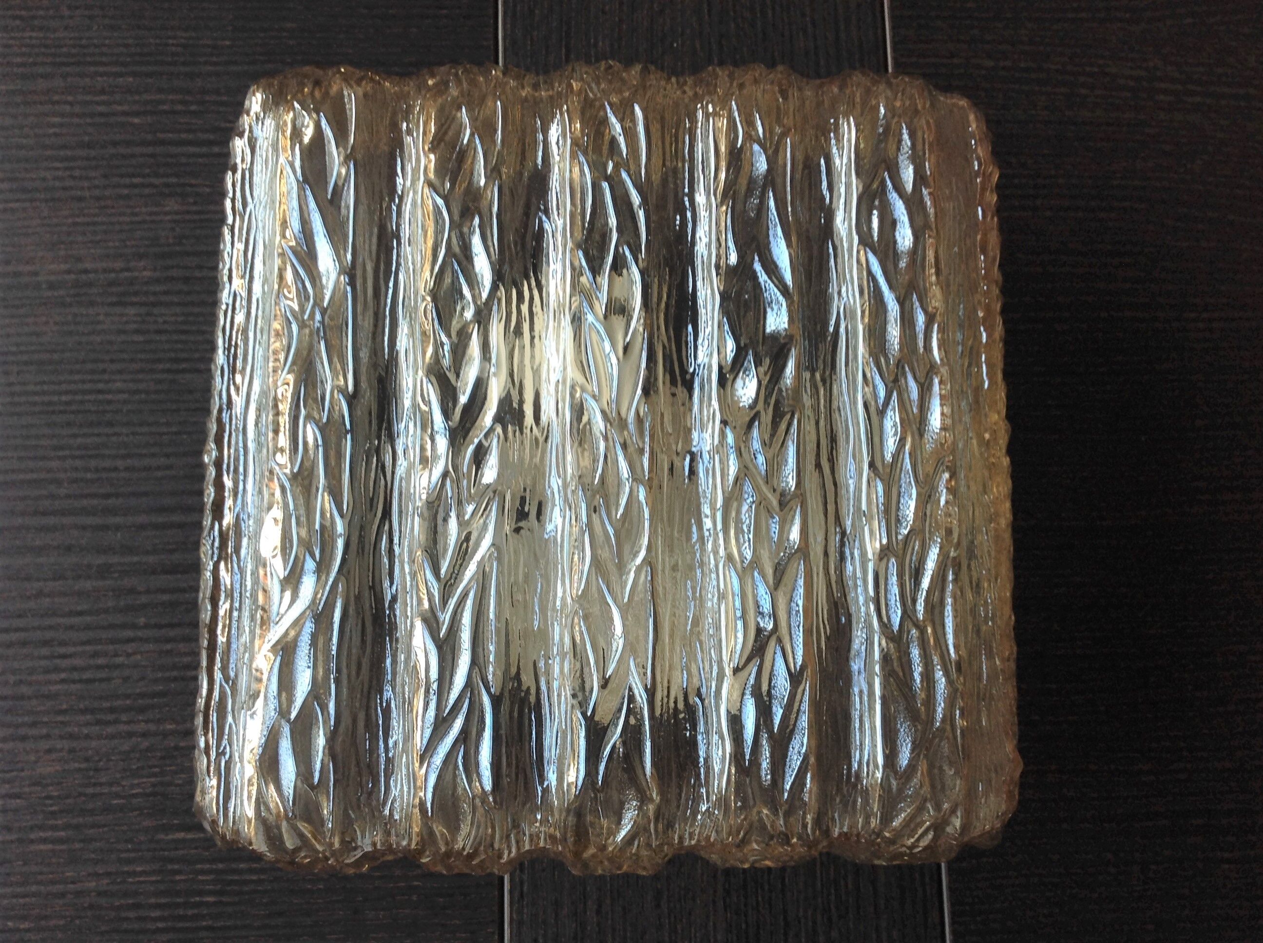 Plafonnier carré en verre ambré par RZB Leuchten  vintage années 60-70