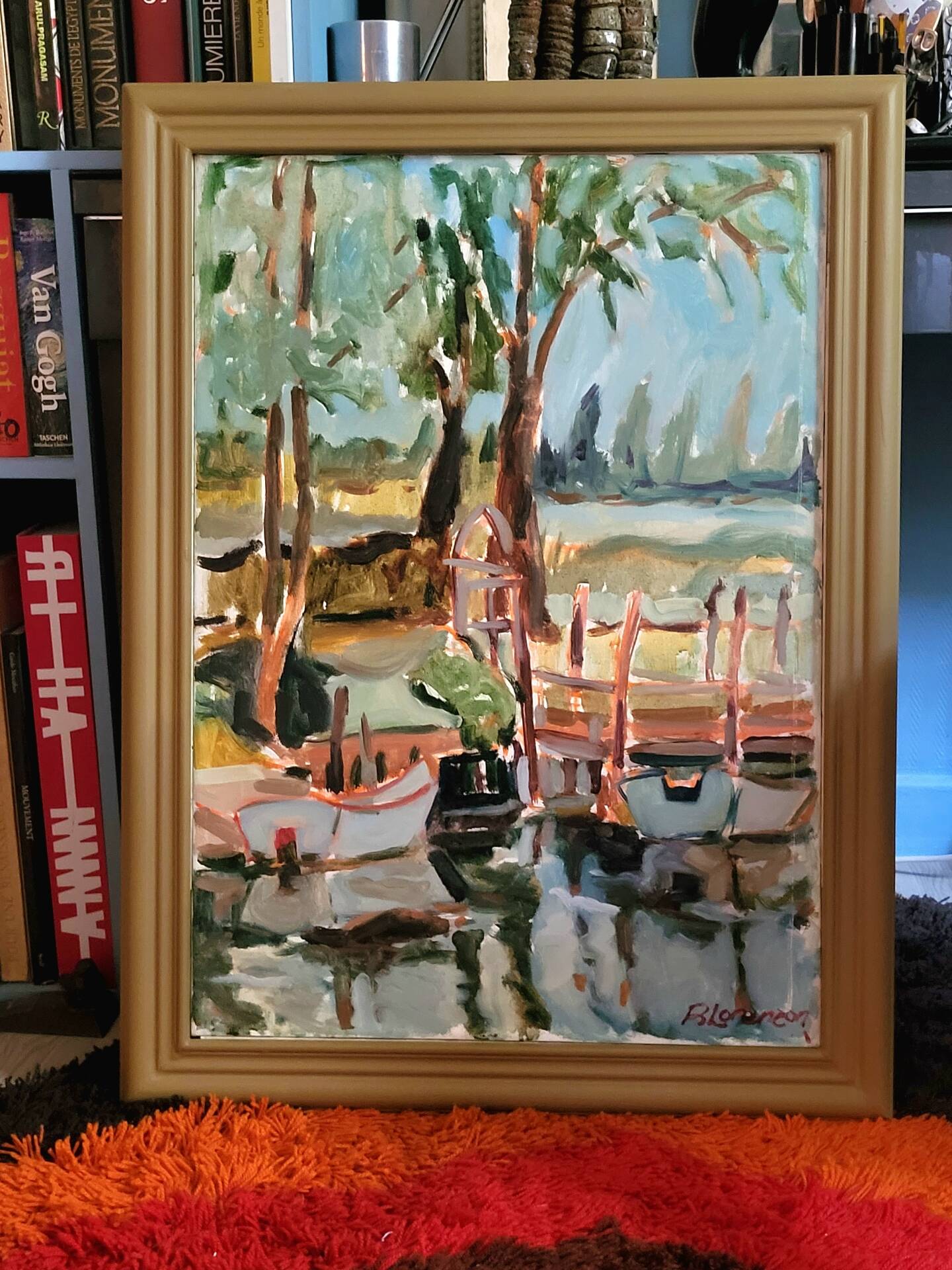 Vintage oil on canvas signed - Framed landscape of Vécétie