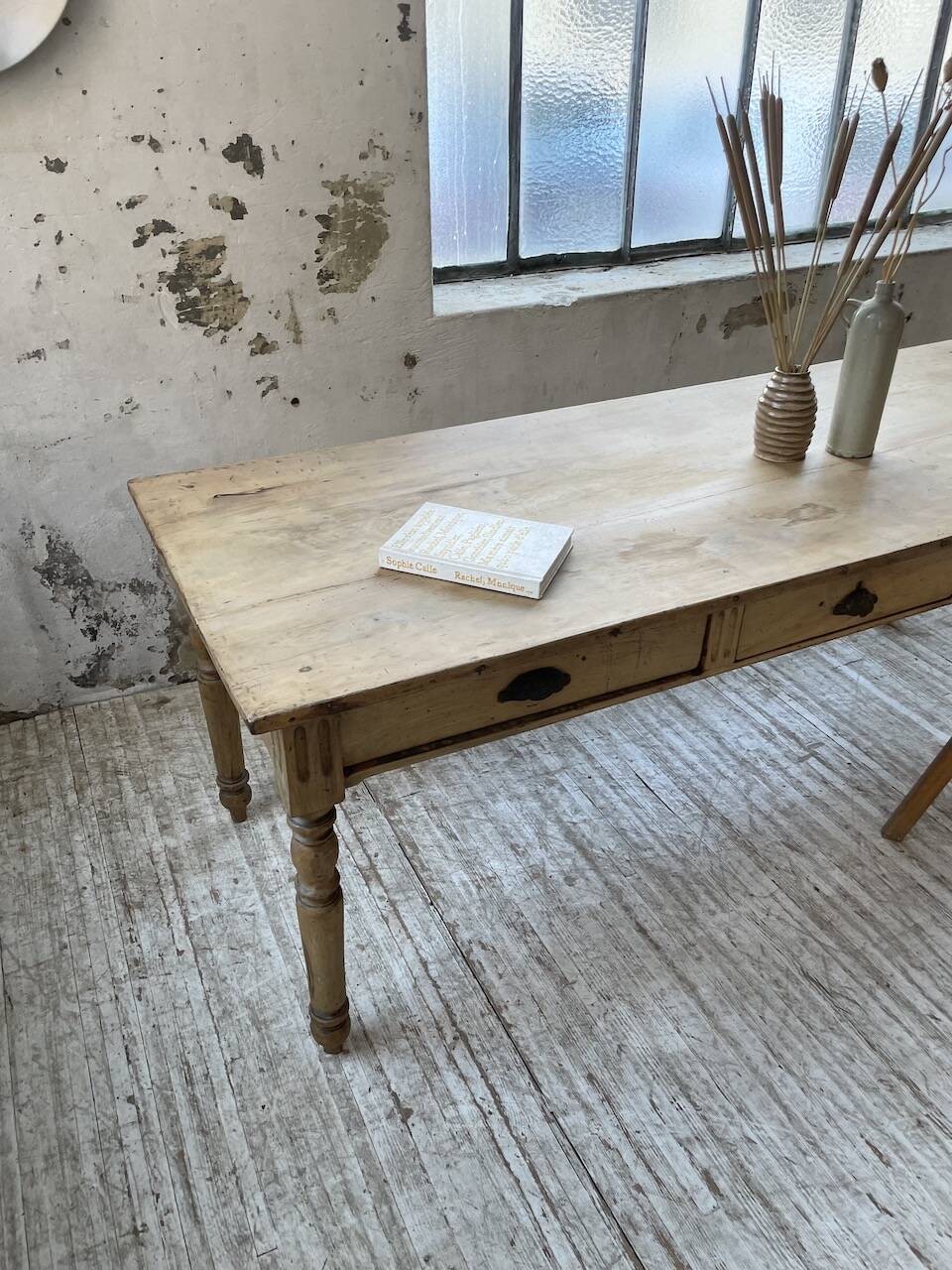 2m walnut drapery farmhouse table