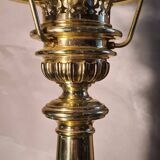Large brass lamp with its crystal dome electricity redone in the 70s 50x22 cm