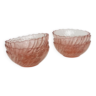 6 pink glass bowls rosaline collection