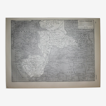 Lithograph • Congo, map, africa • Original engraving from 1898